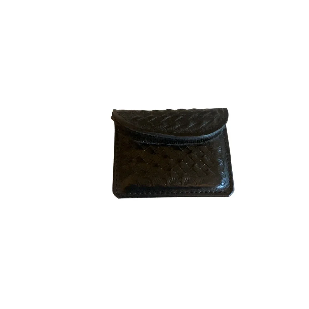 Vintage Don Hume Leather Black Coin Pouch‎ Hook Loop Closure Belt Slide